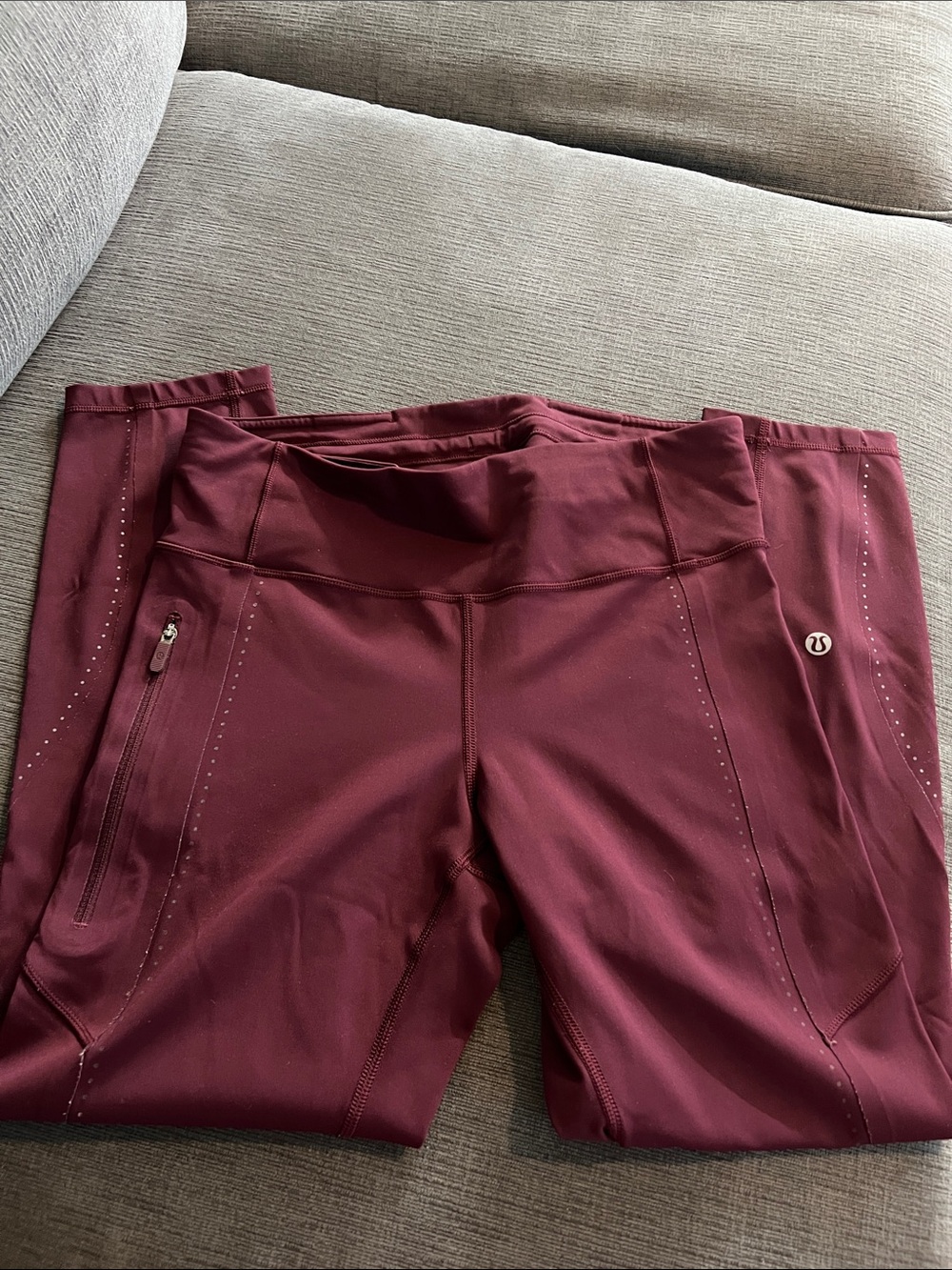 lululemon Burgundy Performance Leggings with Reflective Dots